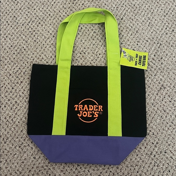 Trader Joe's Black and Purple Mini Tote Bag - Picture 1 of 4
